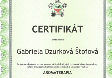 Certifikát aromaterapie Certifikát aromaterapie