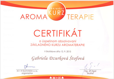 Certifikát aromaterapie Certifikát aromaterapie